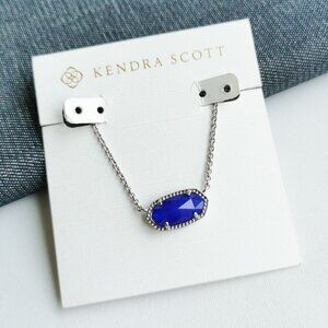 Authentic Kendra Scott Elisa Cobalt Cat's Eye Silver Pendant Necklace
